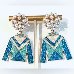 Kentucky Derby Enamel Jockey Silks Earrings Horse Racing